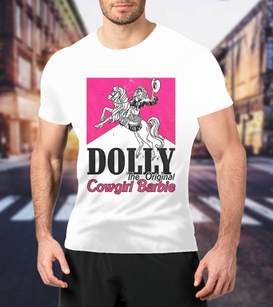 Dolly The Original Cowgirl Barbie Pink Riding Horse T-Shirt