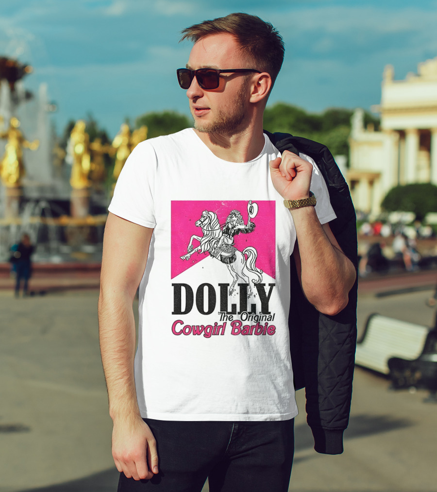Dolly The Original Cowgirl Barbie Pink Riding Horse T-Shirt