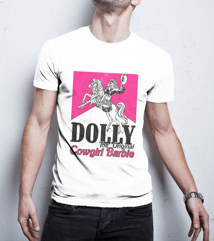 Dolly The Original Cowgirl Barbie Pink Riding Horse T-Shirt