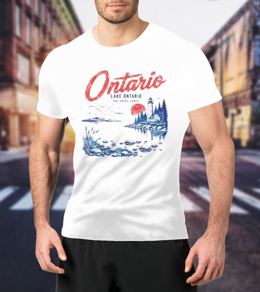 Ontario Lake Ontario The Great Lakes Lighthouse Scene T-Shirt