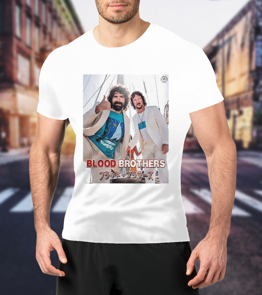 Blood Brothers Mick Foley Terry Funk Sailboat 80s Style Japanese T-Shirt