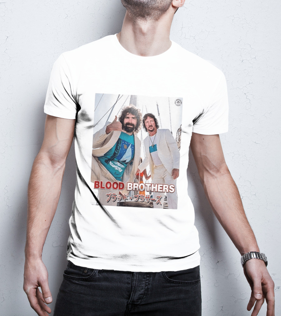 Blood Brothers Mick Foley Terry Funk Sailboat 80s Style Japanese T-Shirt