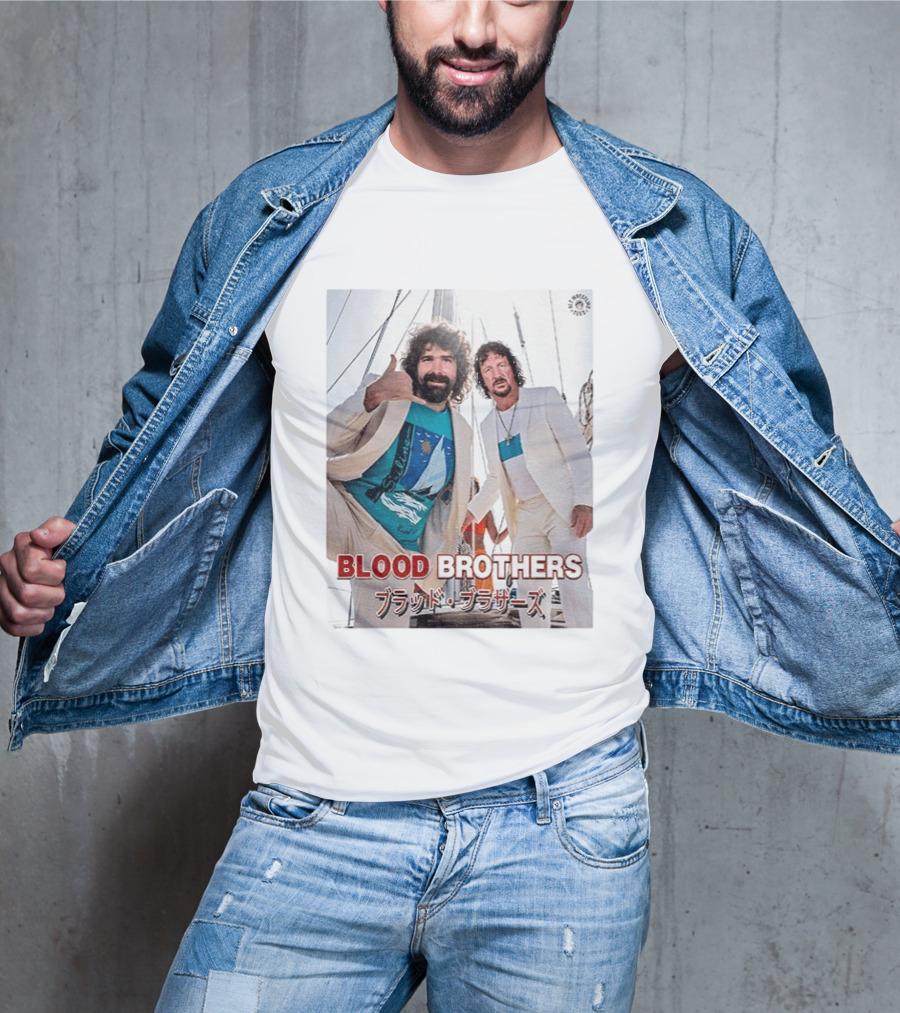 Blood Brothers Mick Foley Terry Funk Sailboat 80s Style Japanese T-Shirt