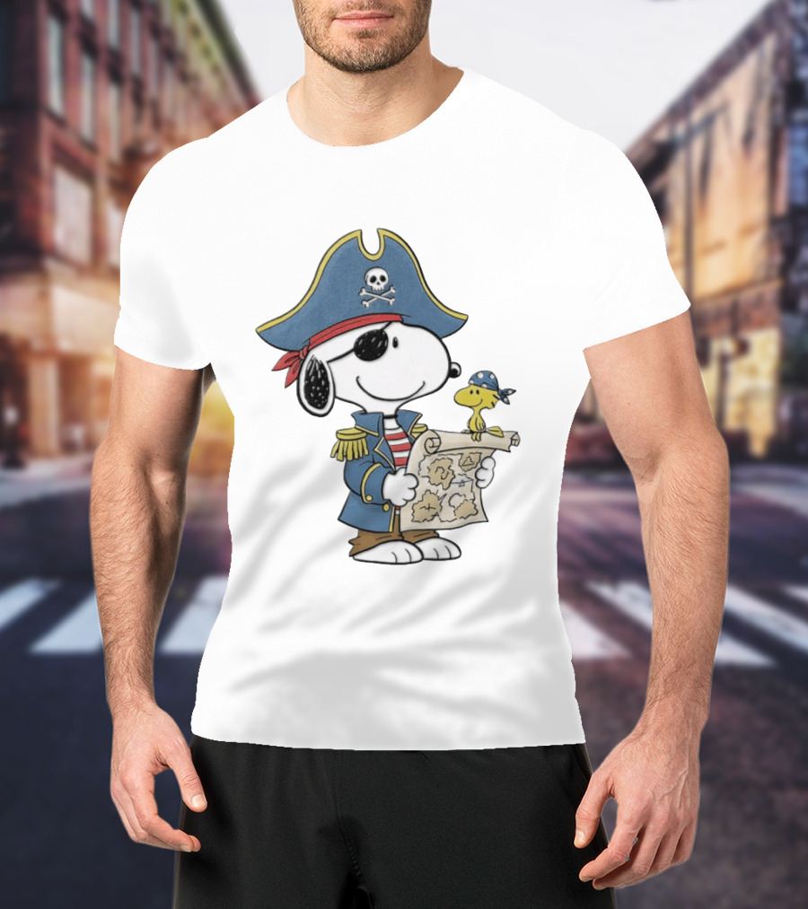 Snoopy Pirate Adventure With Treasure Map And Woodstock T-Shirt