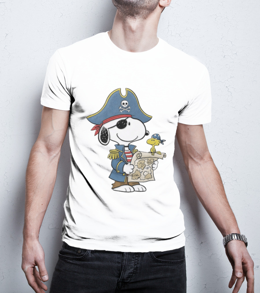 Snoopy Pirate Adventure With Treasure Map And Woodstock T-Shirt