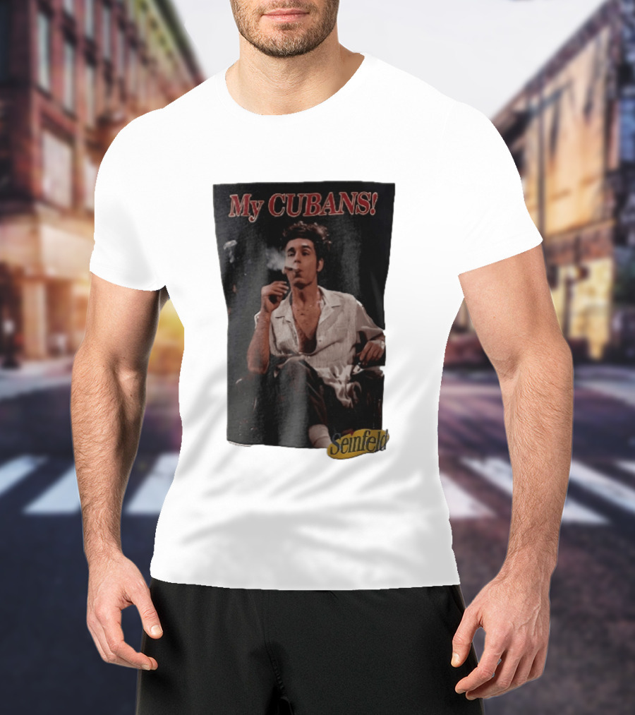 Seinfeld My Cubans Cosmo Kramer Smoking Cigar In Leather Chair T-Shirt