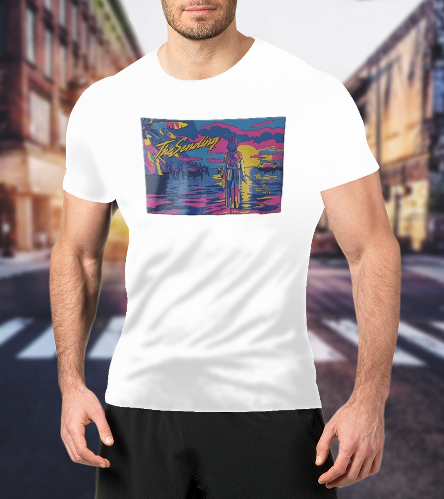The Sending Yuna Final Fantasy X Synthwave Neon Sunset Ocean Scene T-Shirt
