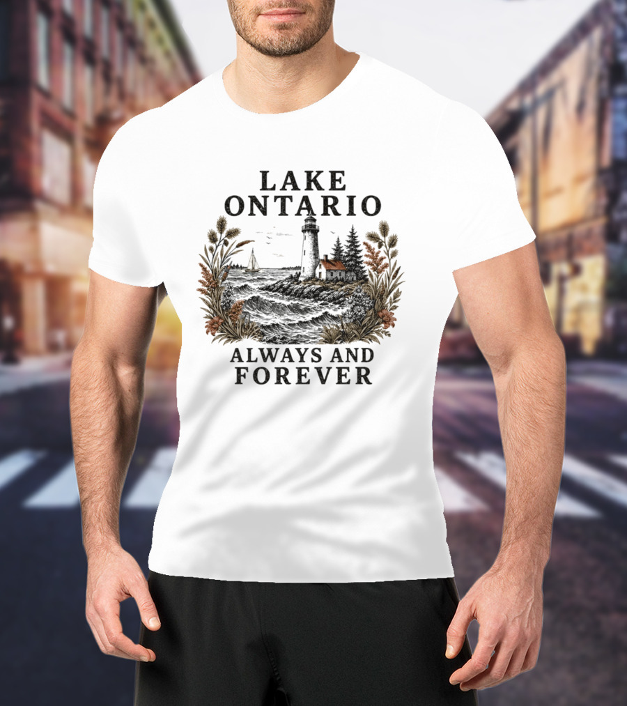 Lake Ontario Always And Forever 2026 Lighthouse Scenery Sailboat T-Shirt