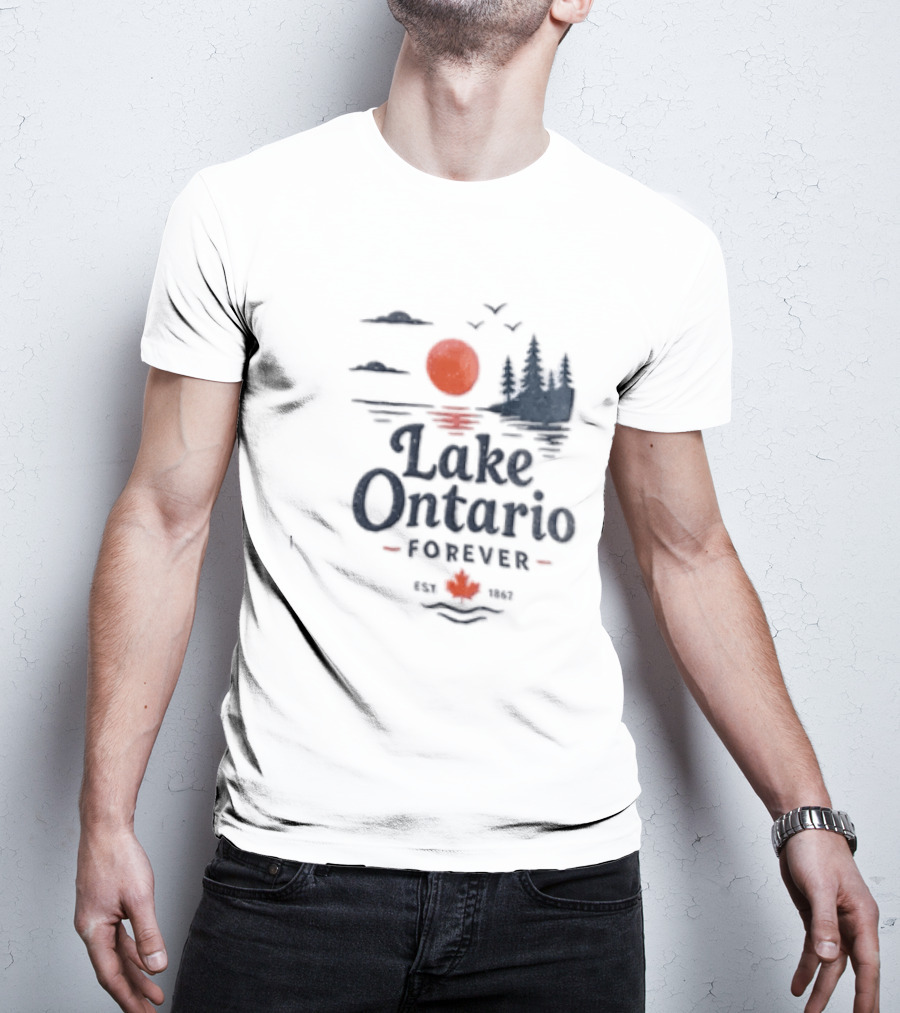 Lake Ontario Forever Est 1615 Sunset Pines Water Landscape T-Shirt