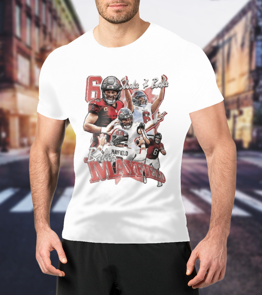Baker Mayfield Shake And Bake Tampa Bay Buccaneers Action Collage T-Shirt