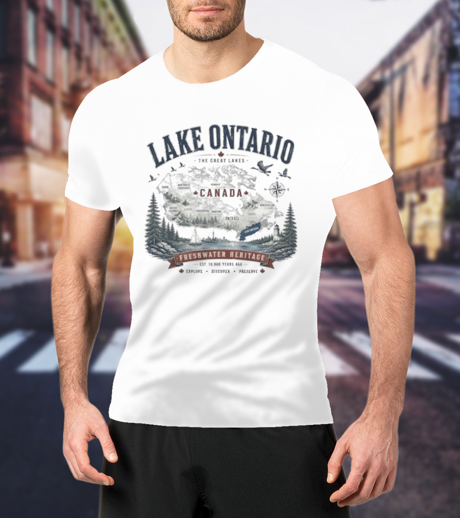 Lake Ontario Canada Freshwater Heritage Great Lakes Exploration T-Shirt