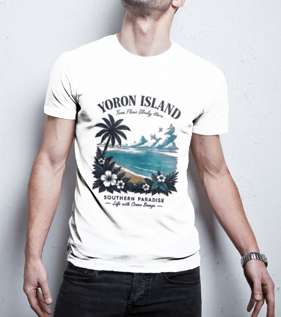 Yoron Island Southern Paradise Ocean Breeze Palm Tree Beach Hibiscus T-Shirt