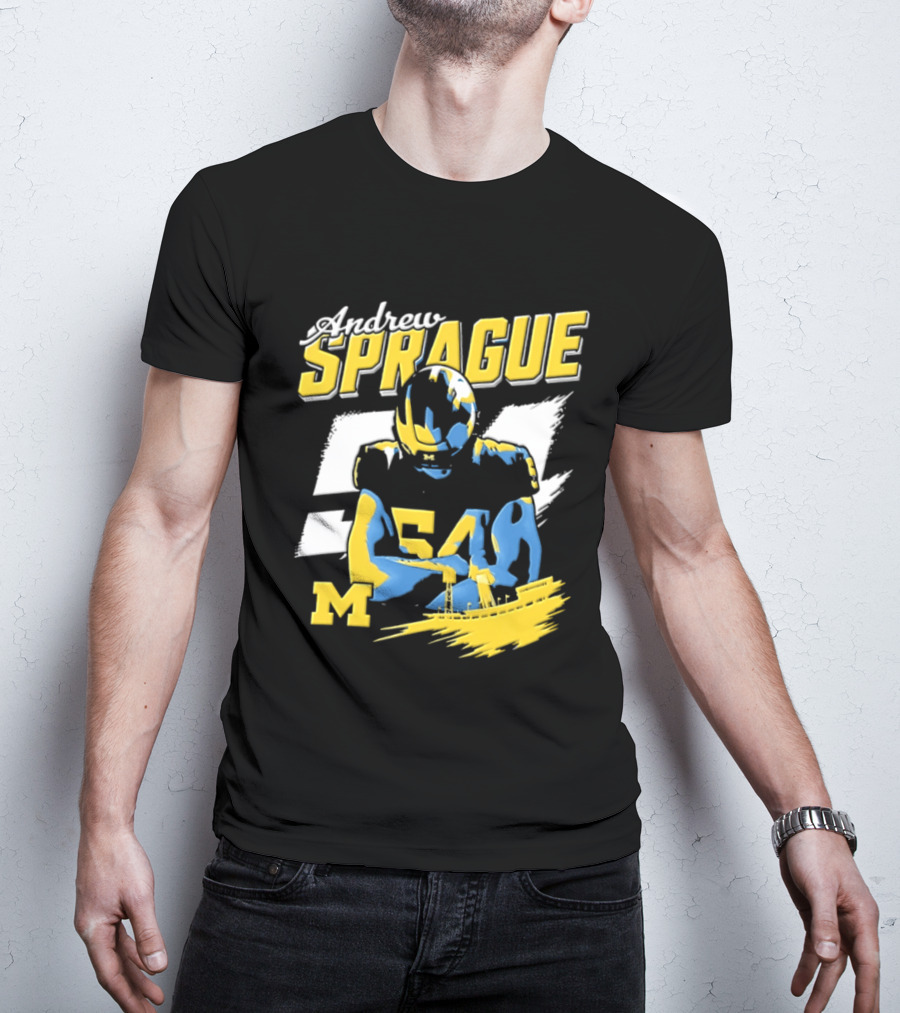 Andrew Sprague No 54 Michigan Wolverines Football M Helmet T-Shirt