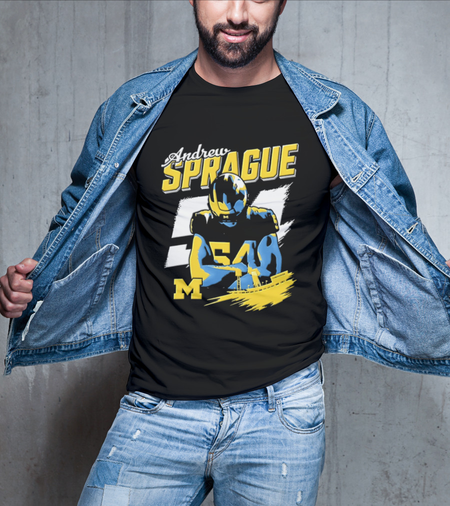 Andrew Sprague No 54 Michigan Wolverines Football M Helmet T-Shirt