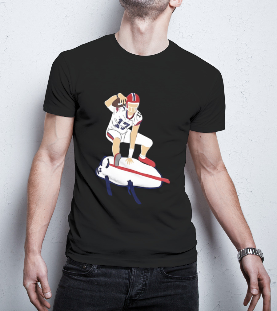 Josh Allen 17 Buffalo Football Skateboard Player Action T-Shirt