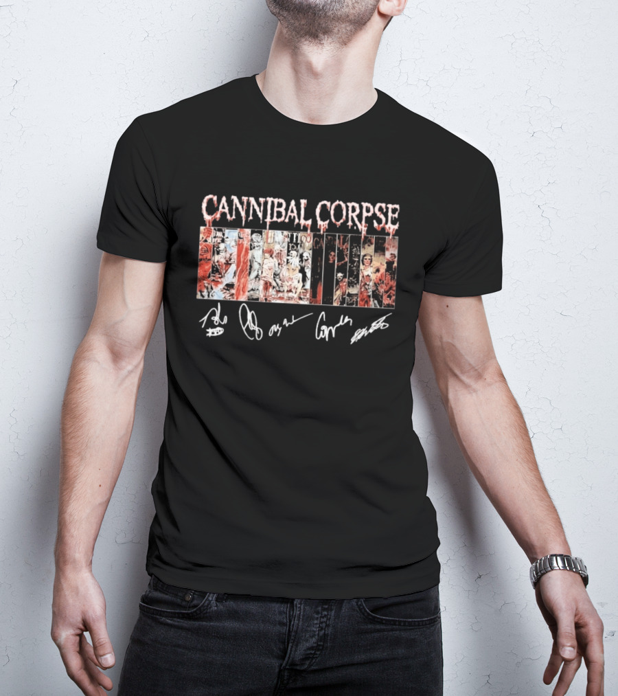 Cannibal Corpse Album Collage With Band Member Signatures T-Shirt