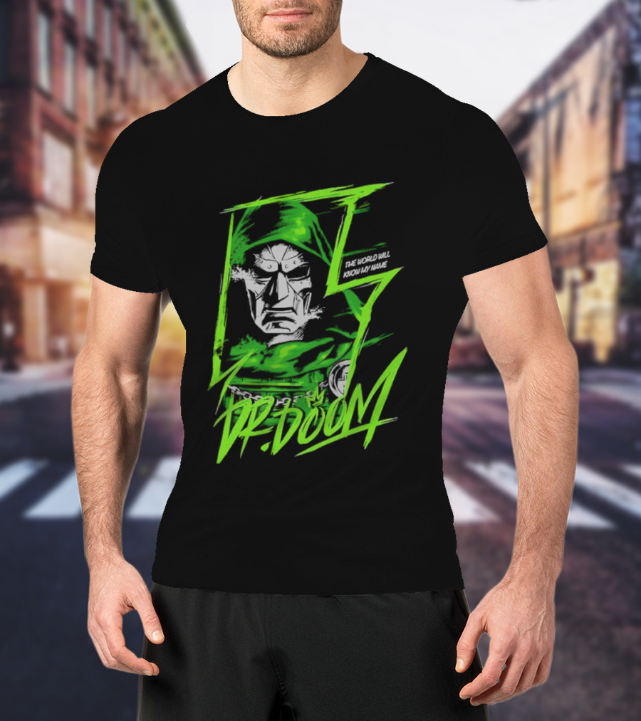Masked Rebellion Dr Doom Comic Style Green T-Shirt