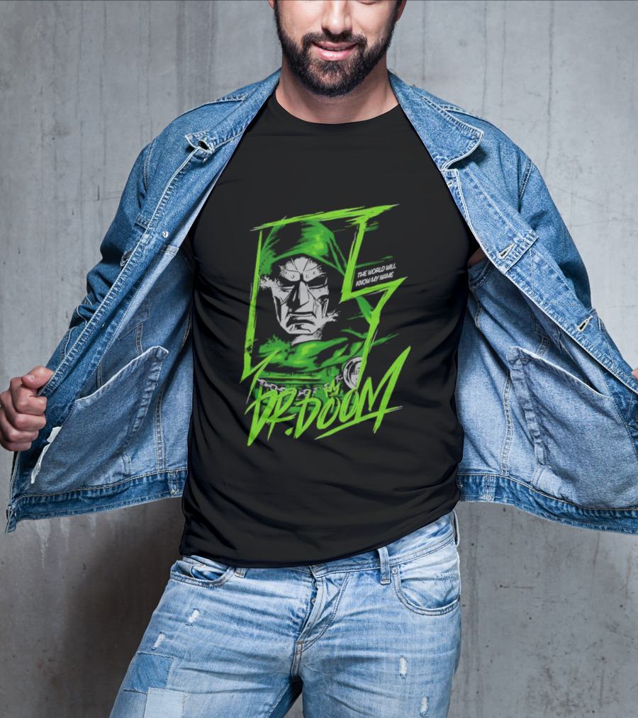 Masked Rebellion Dr Doom Comic Style Green T-Shirt