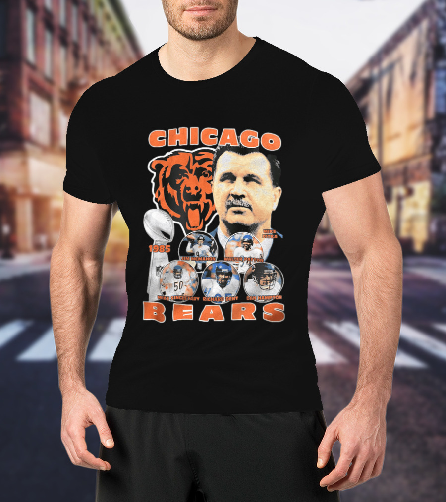 Chicago Bears 1985 Mike Ditka Jim McMahon Walter Payton Mike Singletary Richard Dent Dan Hampton T-Shirt