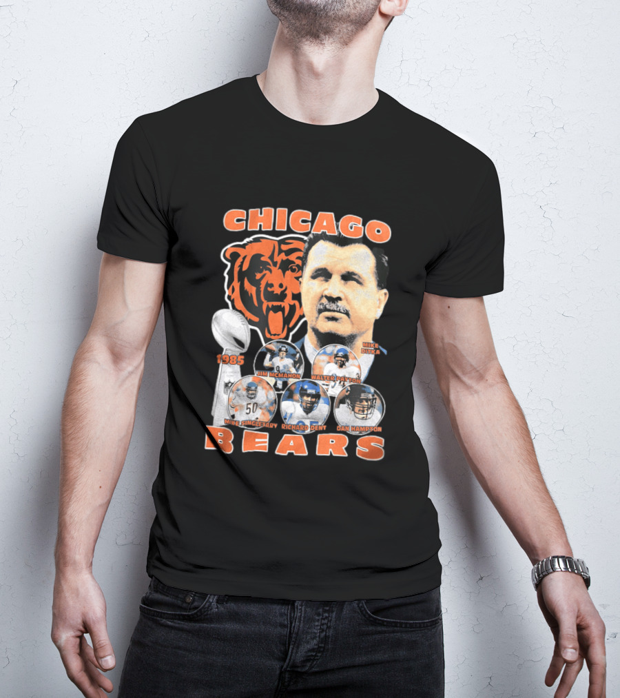 Chicago Bears 1985 Mike Ditka Jim McMahon Walter Payton Mike Singletary Richard Dent Dan Hampton T-Shirt