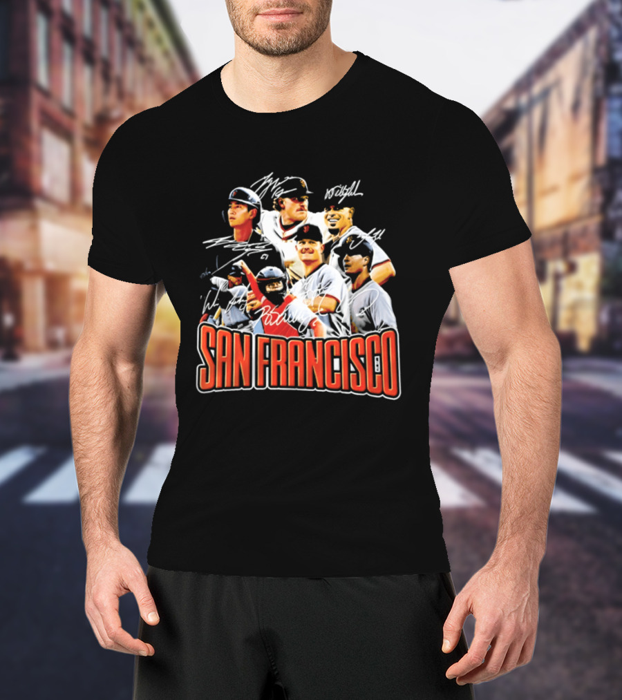 San Francisco Patrick Bailey Jung Hoo Lee Players Collage With Facsimile Signatures T-Shirt