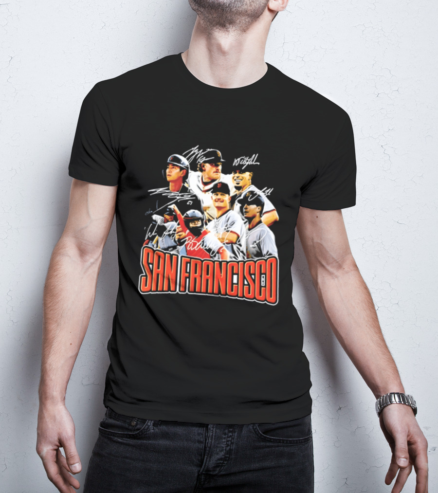 San Francisco Patrick Bailey Jung Hoo Lee Players Collage With Facsimile Signatures T-Shirt