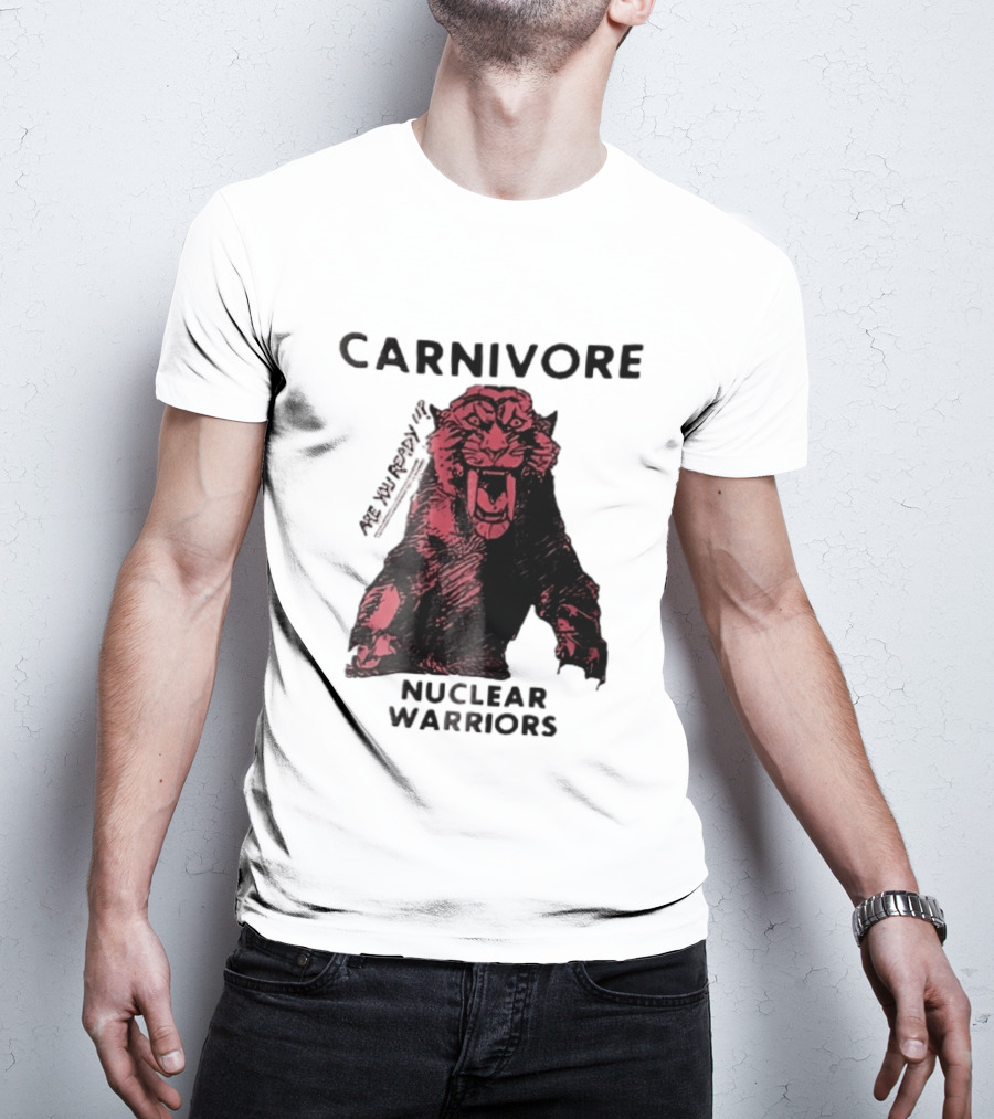 Carnivore Nuclear Warriors Snarling Sabertooth Tiger Pink Ink Sketch T-Shirt