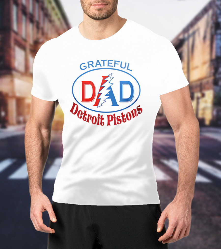 Grateful Dad Detroit Pistons Lightning Bolt T-Shirt