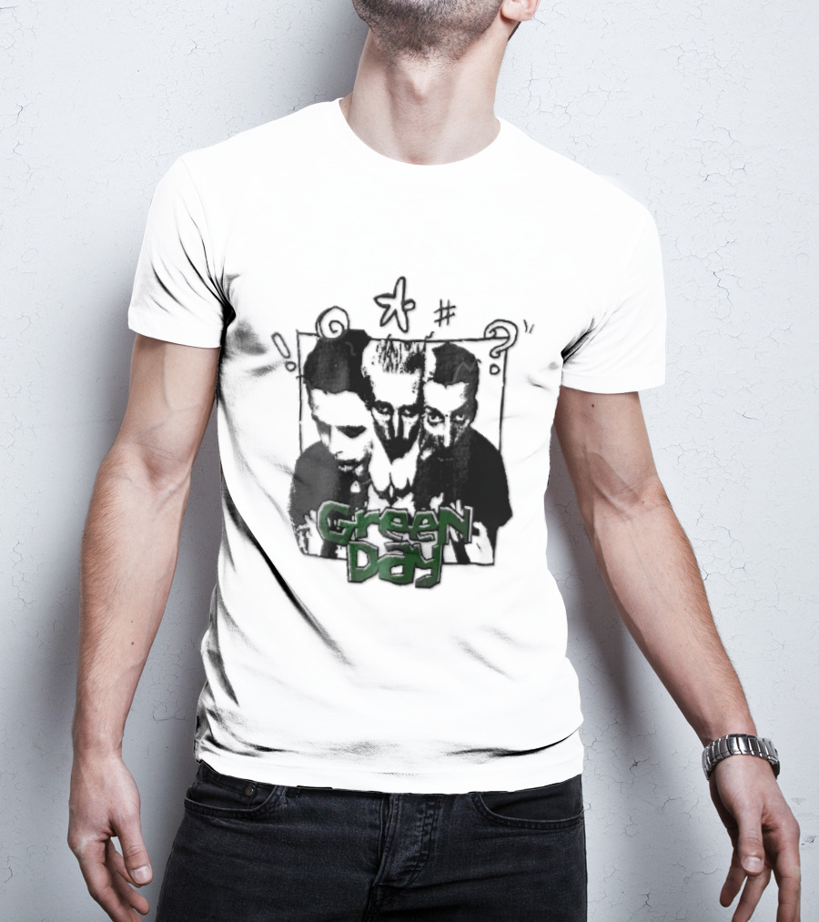 Green Day Billie Joe Armstrong Mike Dirnt Tre Trio High Contrast Doodles Stencil T-Shirt