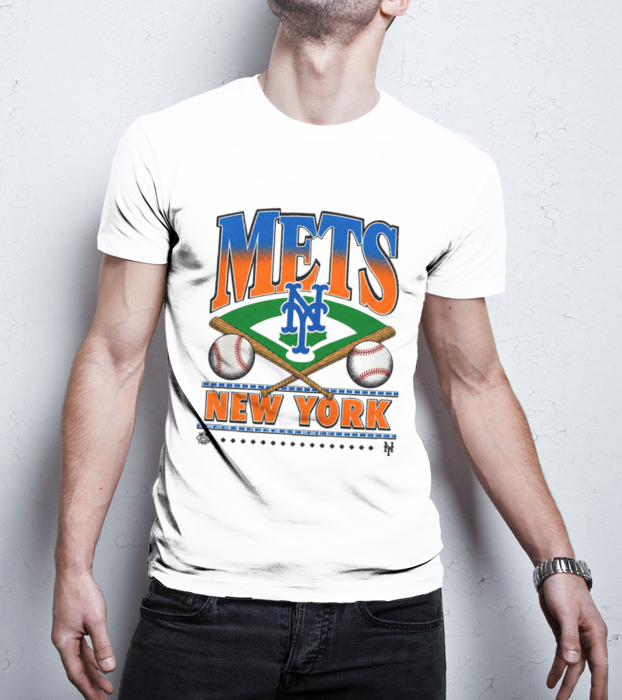 Mets New York Baseball NYC Team Two Bats Two Baseballs Crossed Bat T-Shirt