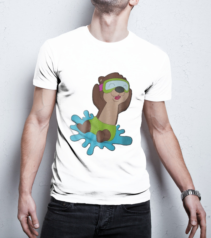 Otter Swimming With Goggles Playful Summer Splash T-Shirt