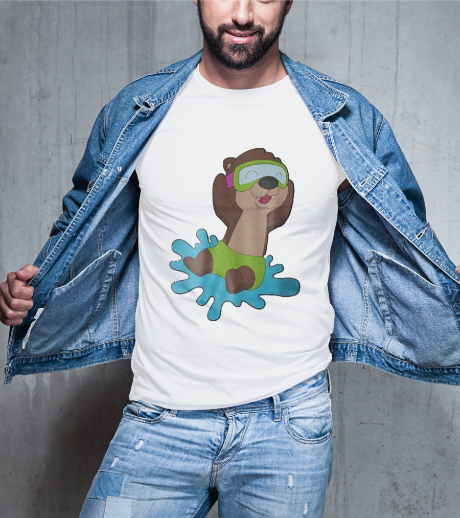 Otter Swimming With Goggles Playful Summer Splash T-Shirt