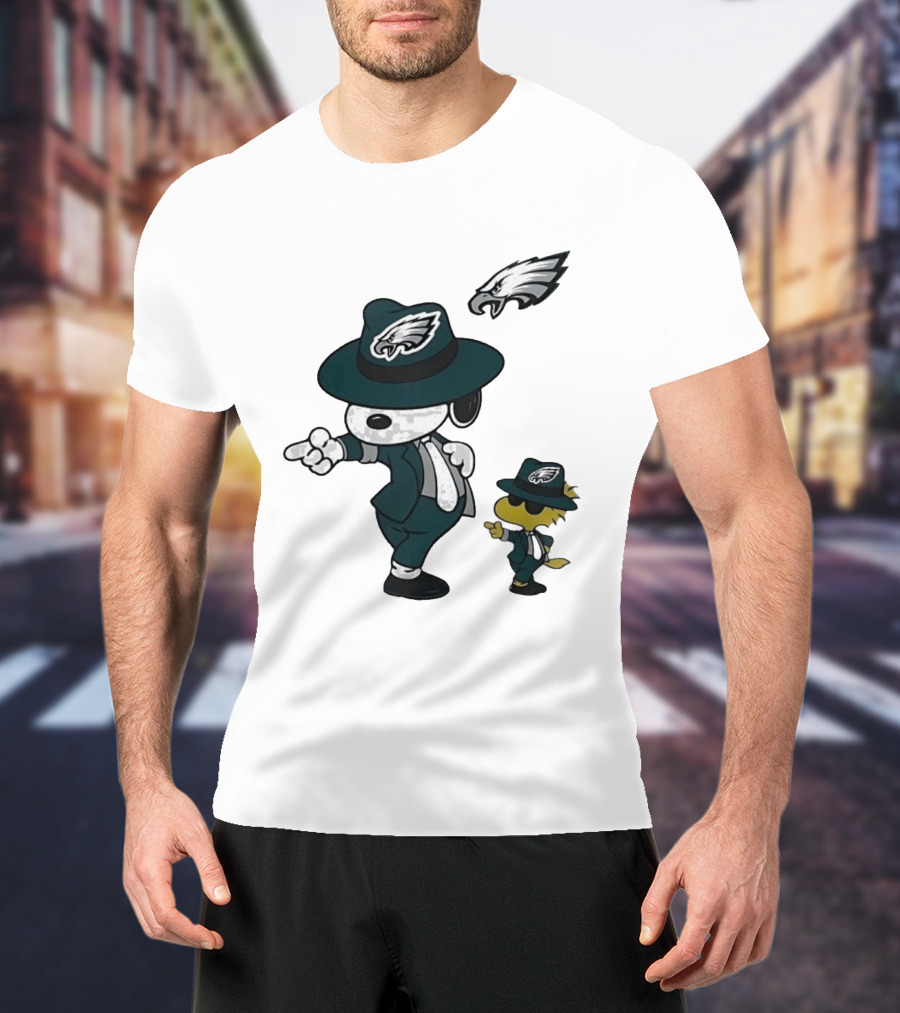 Philadelphia Eagles X Snoopy Woodstock Dance Pop Rock Hat Suit Football Team T-Shirt