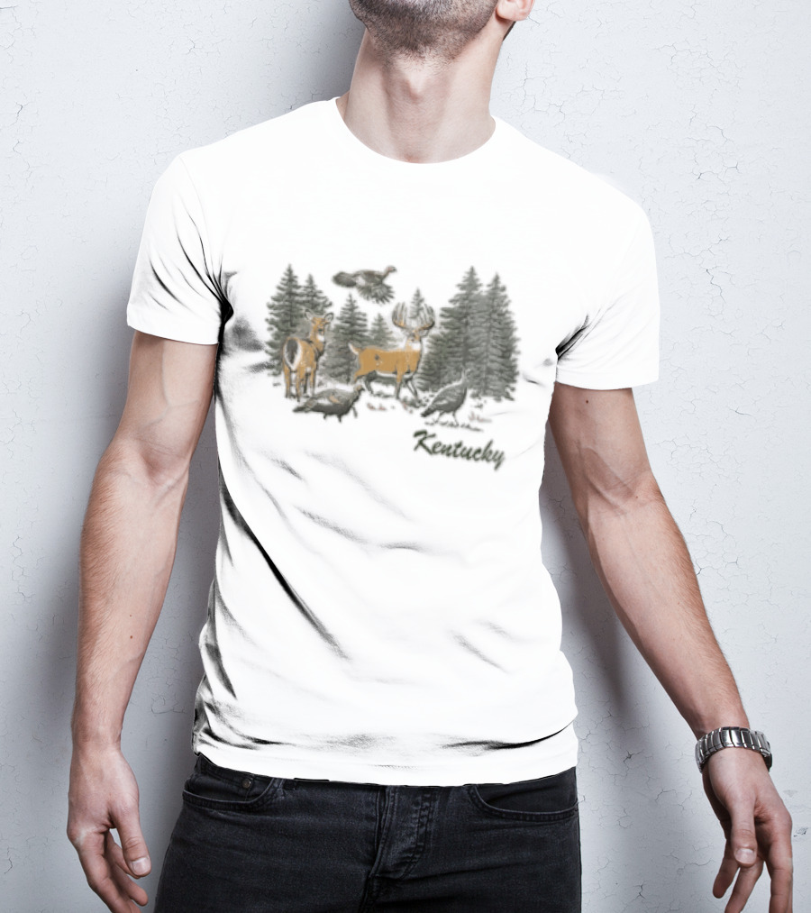 The Deer Turkey Season Forest Hunting Scene T-Shirt