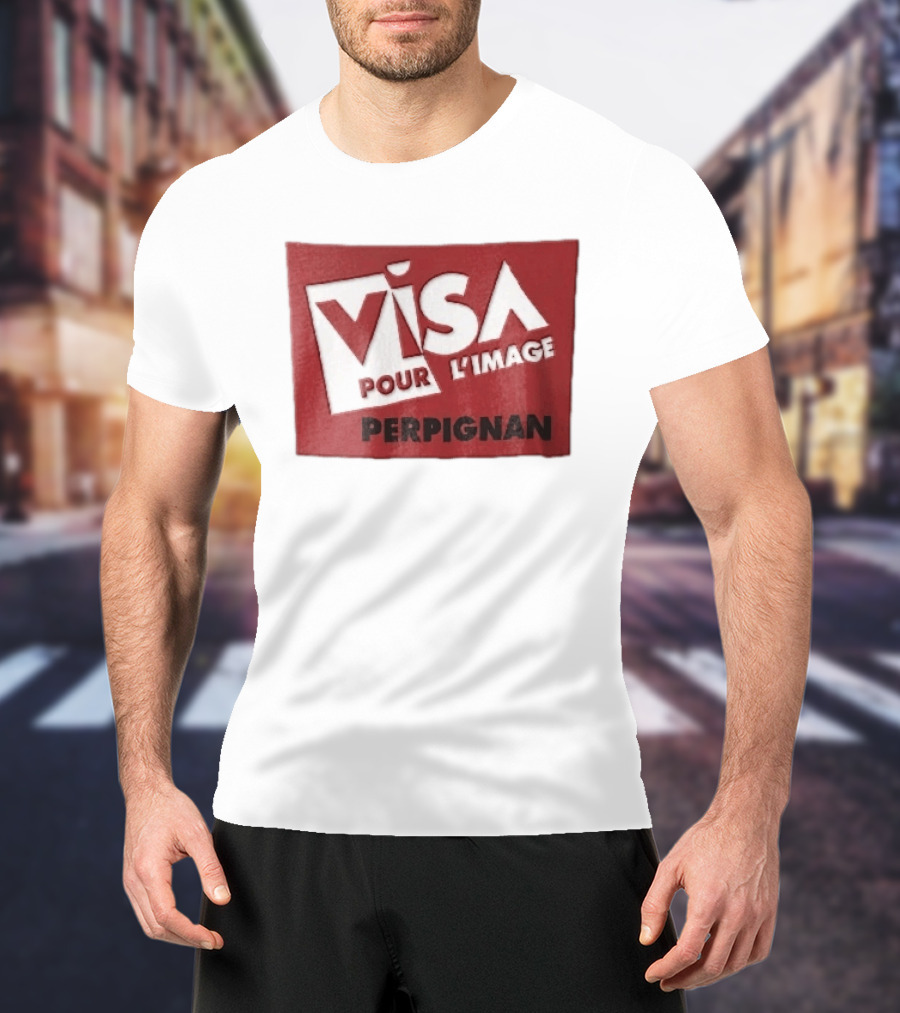 Visa Pour L'Image Perpignan Red Rectangular White Cutout T-Shirt