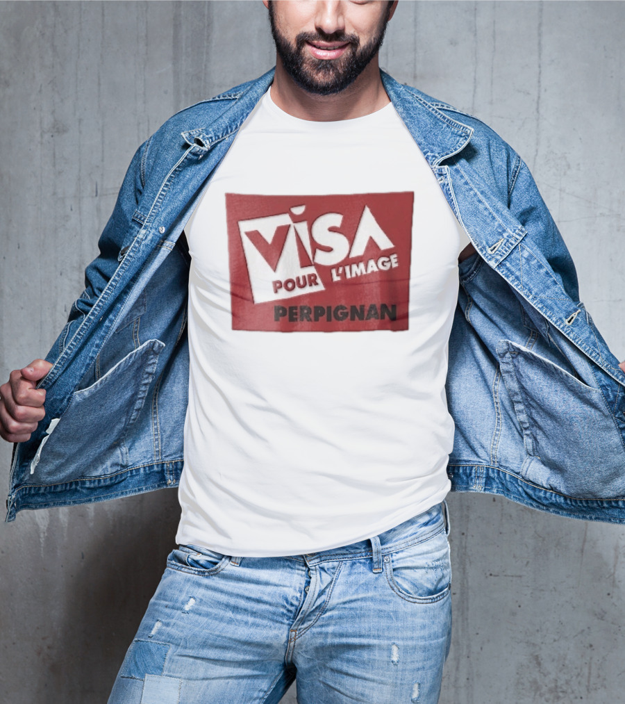 Visa Pour L'Image Perpignan Red Rectangular White Cutout T-Shirt