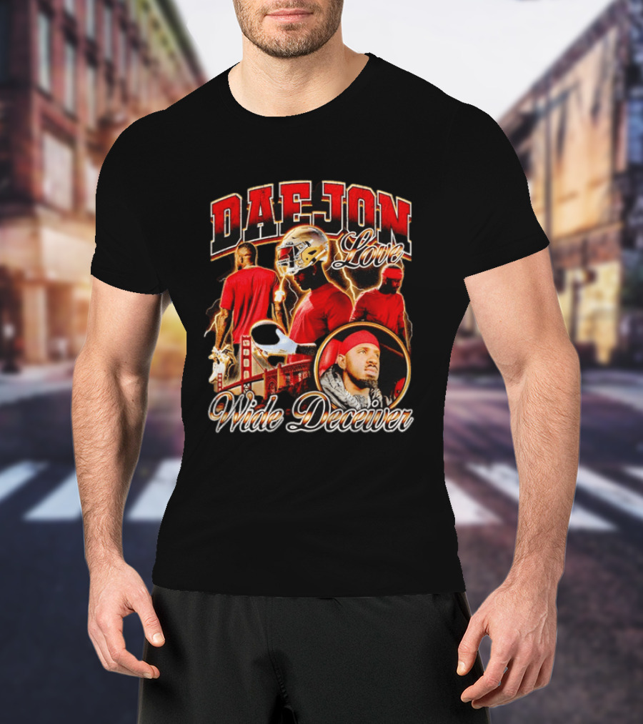 Daejon Love Wide Deceiver Football Helmet San Francisco Bridge T-Shirt