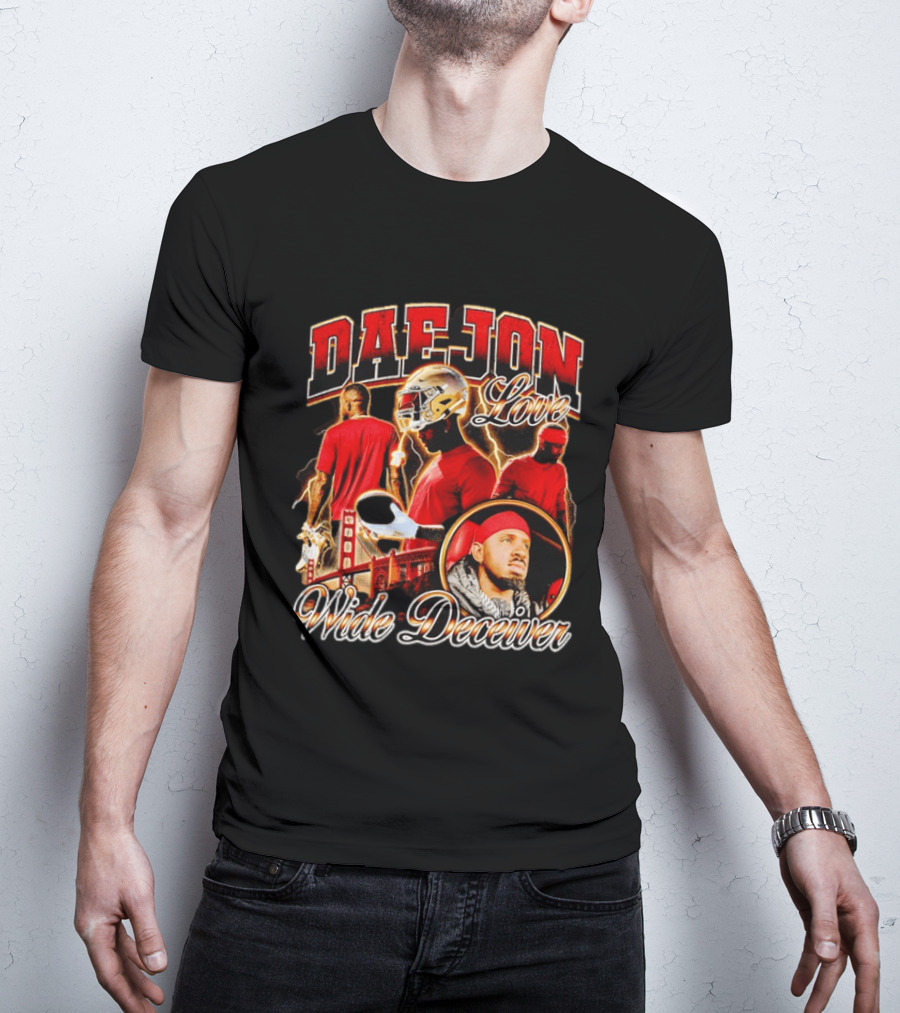 Daejon Love Wide Deceiver Football Helmet San Francisco Bridge T-Shirt