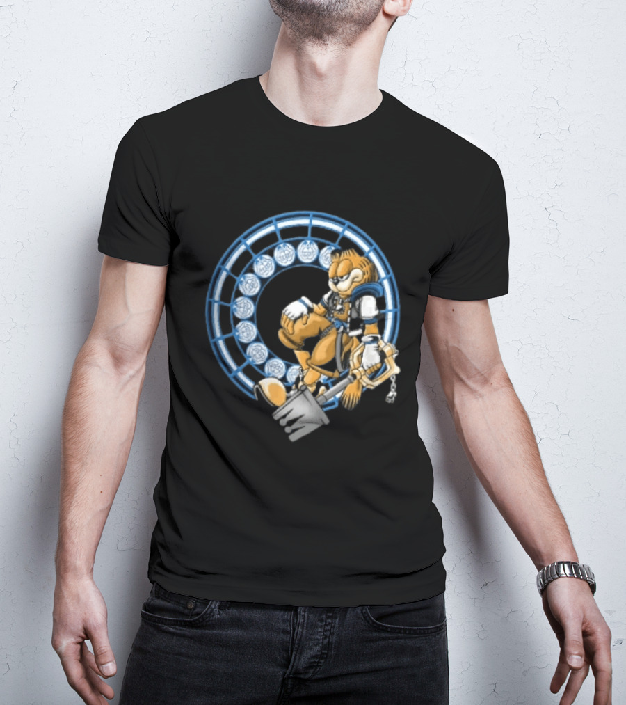 Kingdom Hearts Cat Keyblade Garfield Crossover Keyblade Wielder In Blue Circle T-Shirt