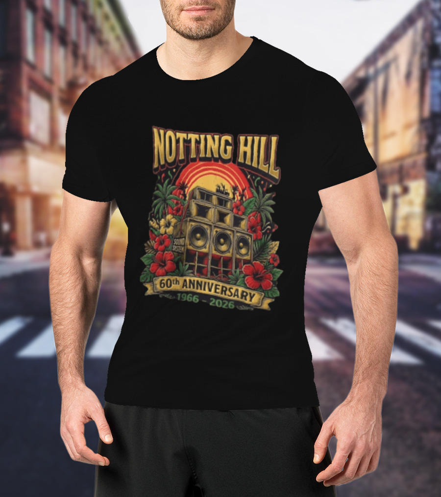 Notting Hill Carnival 60th Anniversary Sound System 1966 2026 Tropical Flowers Music Festival T-Shirt