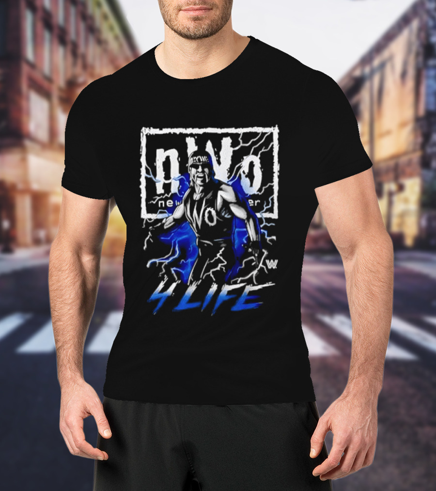 NWo 4 Life Hulk Hogan New World Order Wrestler Blue Lightning T-Shirt