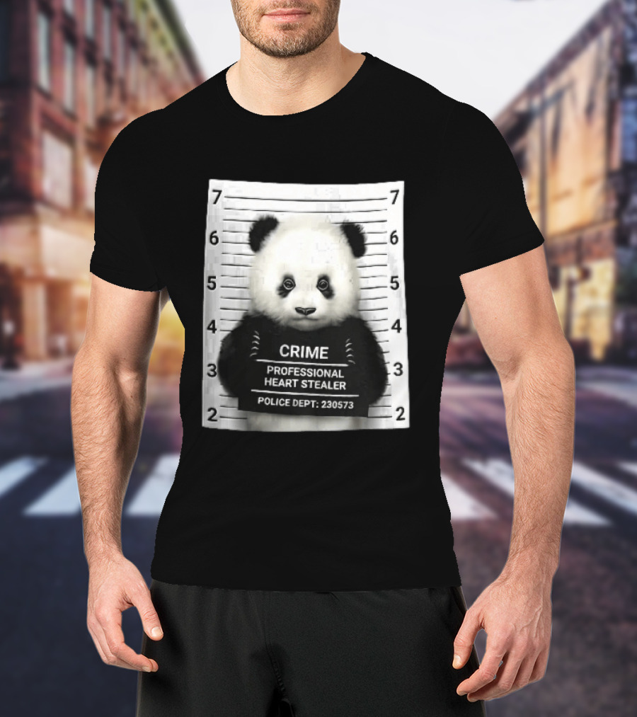 Panda Crime Professional Heart Stealer Police Dept 230573 Shot Lineup T-Shirt
