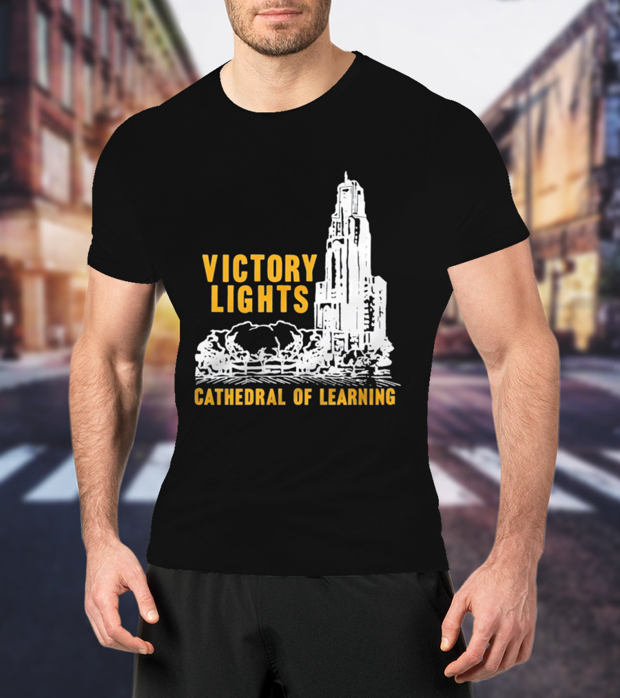 Victory Lights Cathedral Of Learning Pittsburgh Panthers T-Shirt