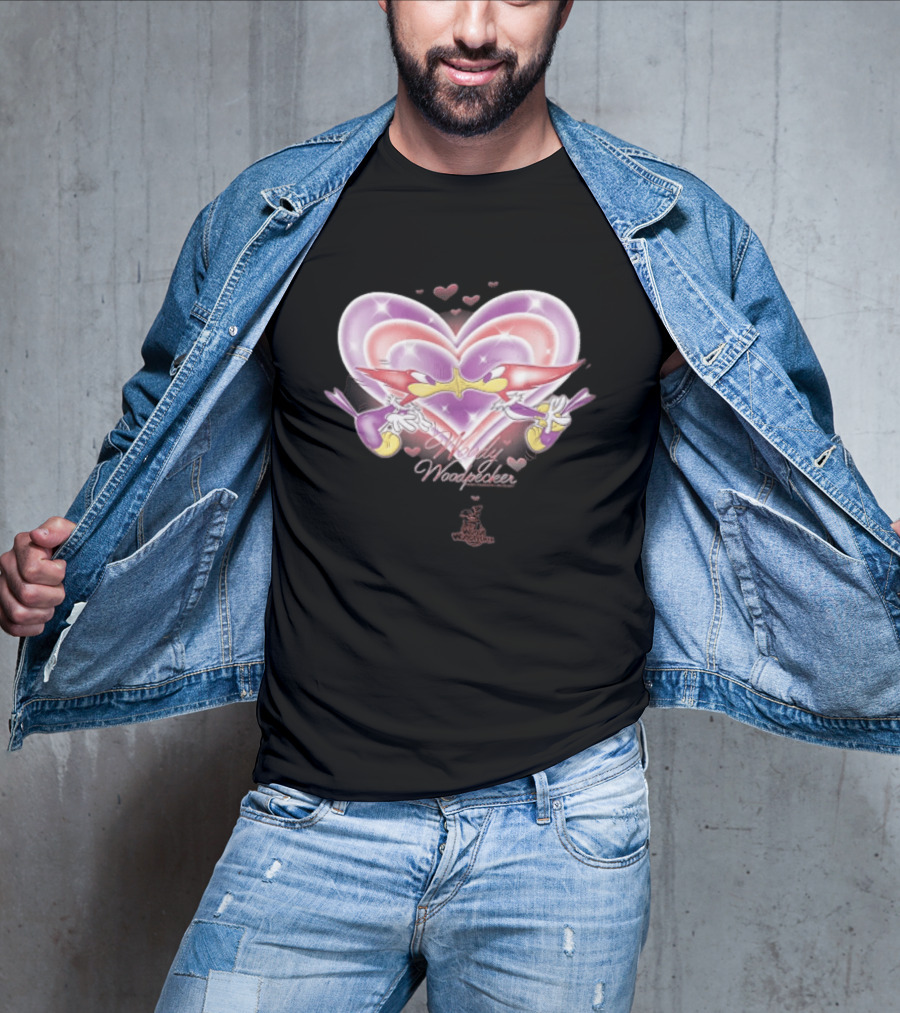 Winnie Woodpecker Woody Kissing Cartoon Birds Heart T-Shirt