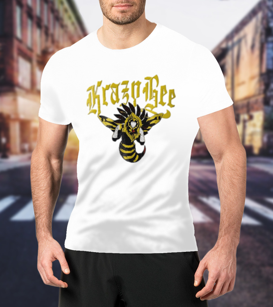 Krazy Bee Fighter Yellow Black Illustrated Bee T-Shirt