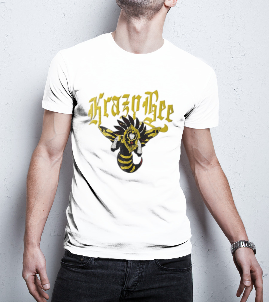Krazy Bee Fighter Yellow Black Illustrated Bee T-Shirt