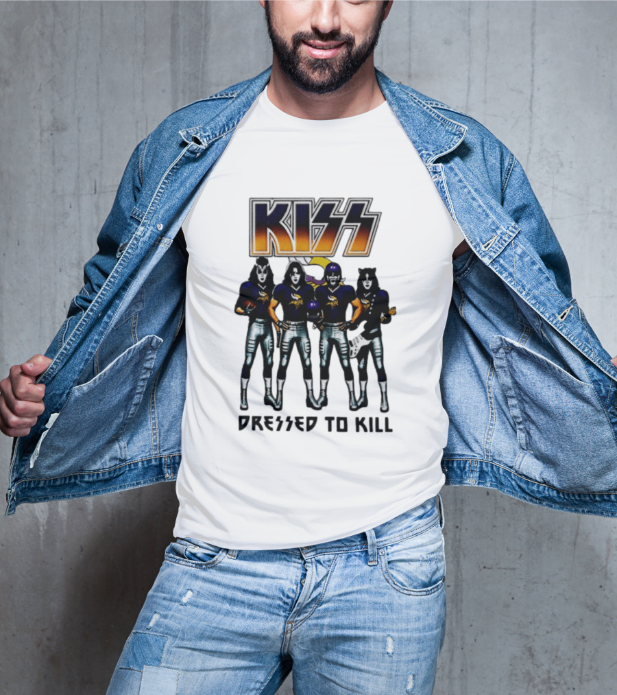 KISS Minnesota Vikings Dressed To Kill Football Fan T-Shirt