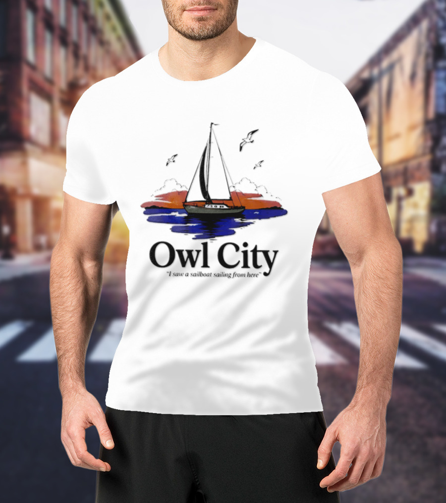 Owl City Smooth Sailing Scenic Sunset Adventure T-Shirt