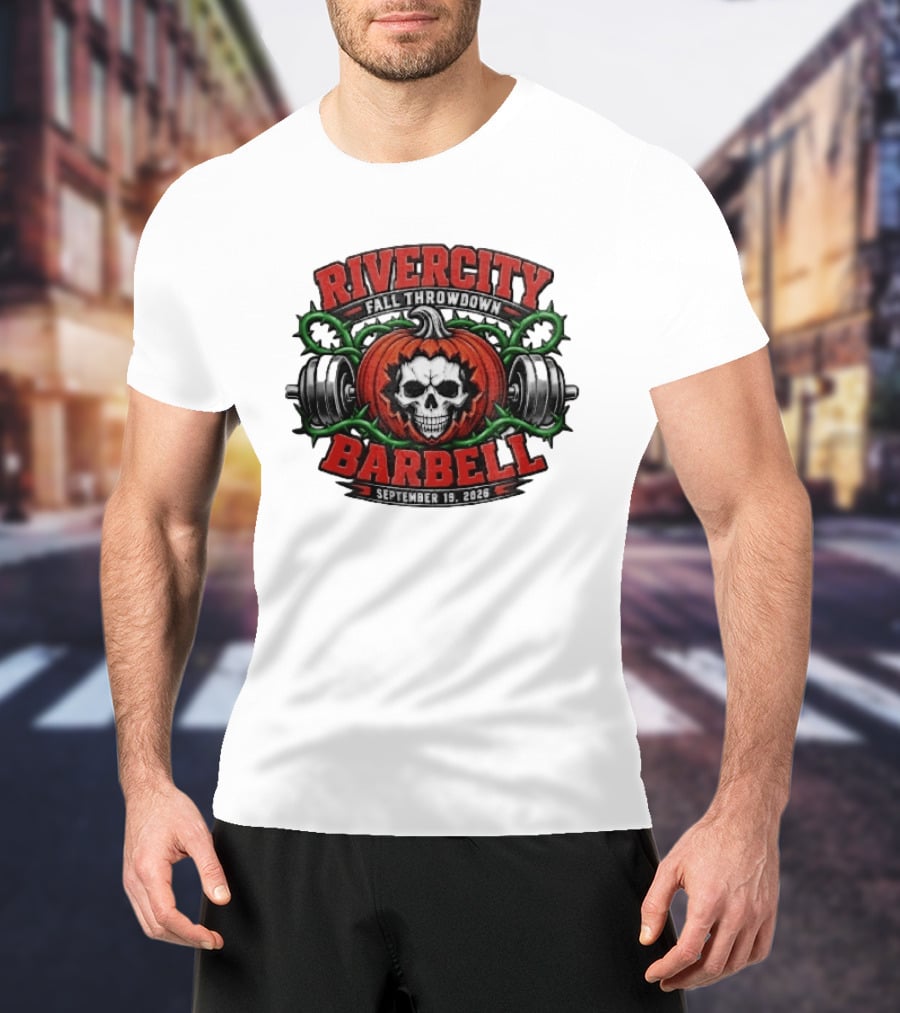 Rivercity Fall Throwdown Skull Pumpkin Barbell September 19 2026 T-Shirt
