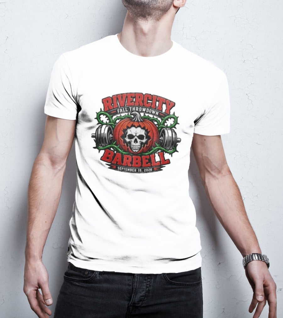 Rivercity Fall Throwdown Skull Pumpkin Barbell September 19 2026 T-Shirt